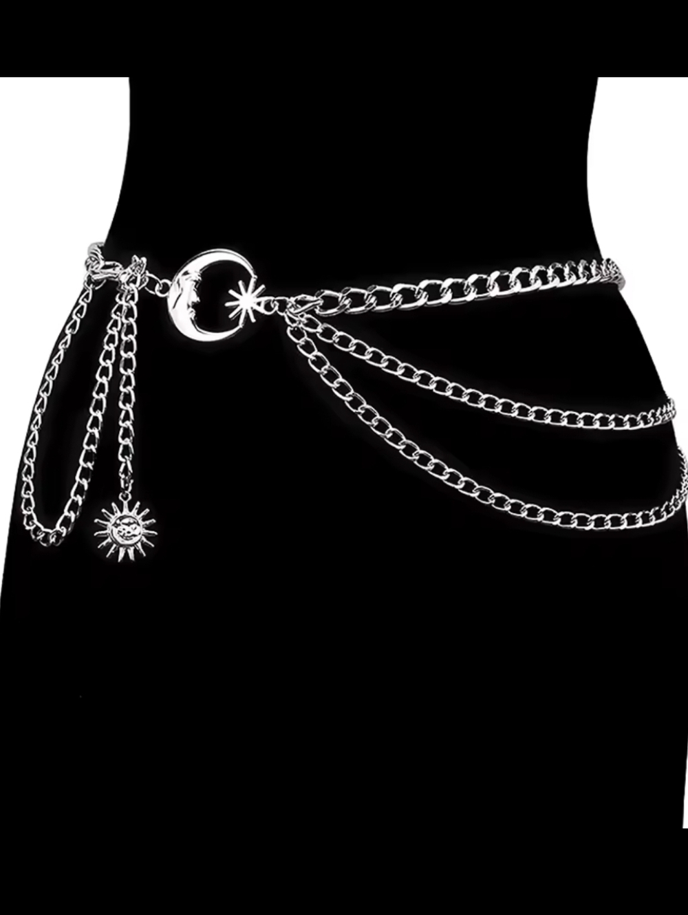 Elegant Silver Celestial Chain Belt